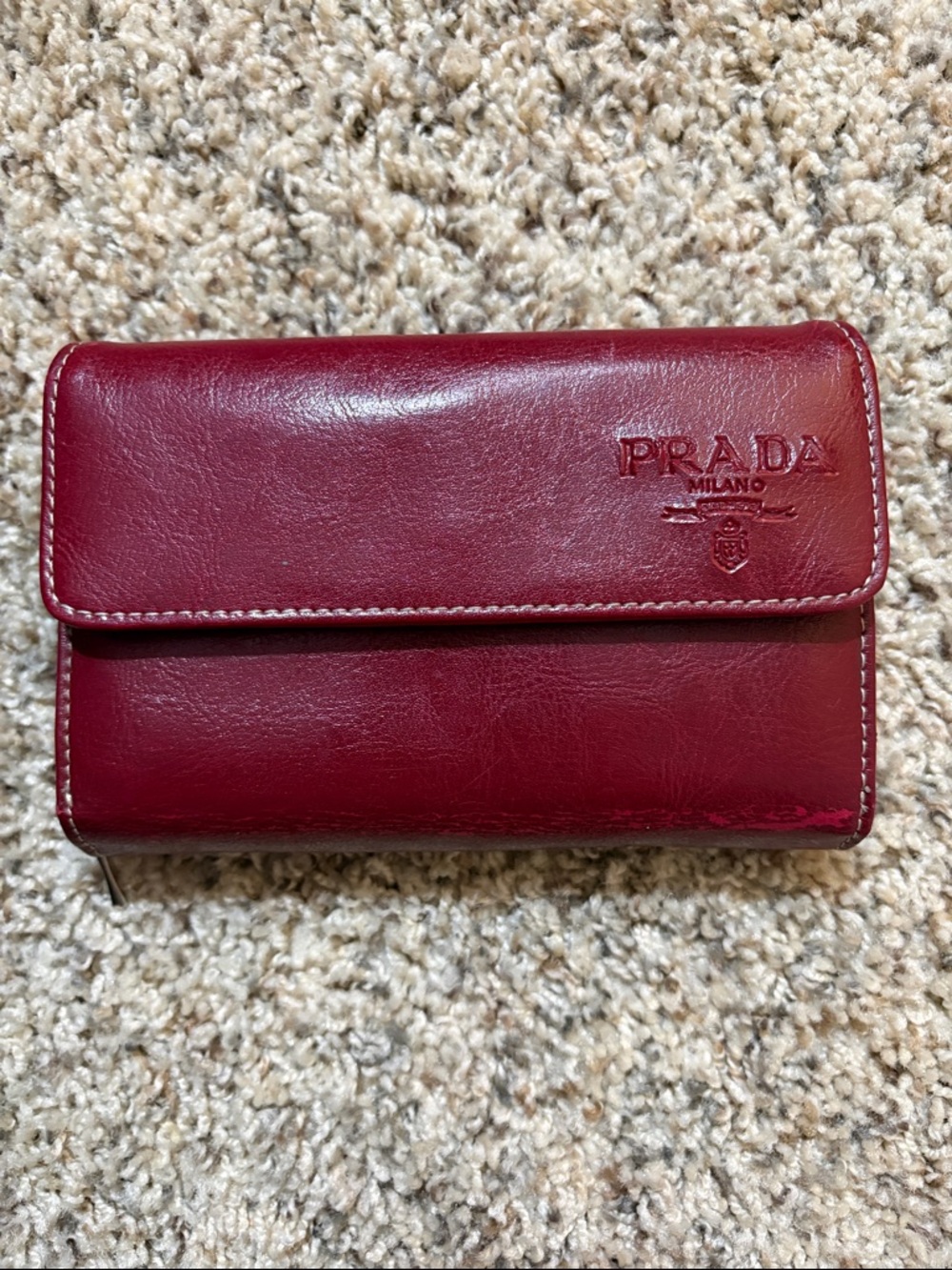 Prada Red Leather Flap Wallet
